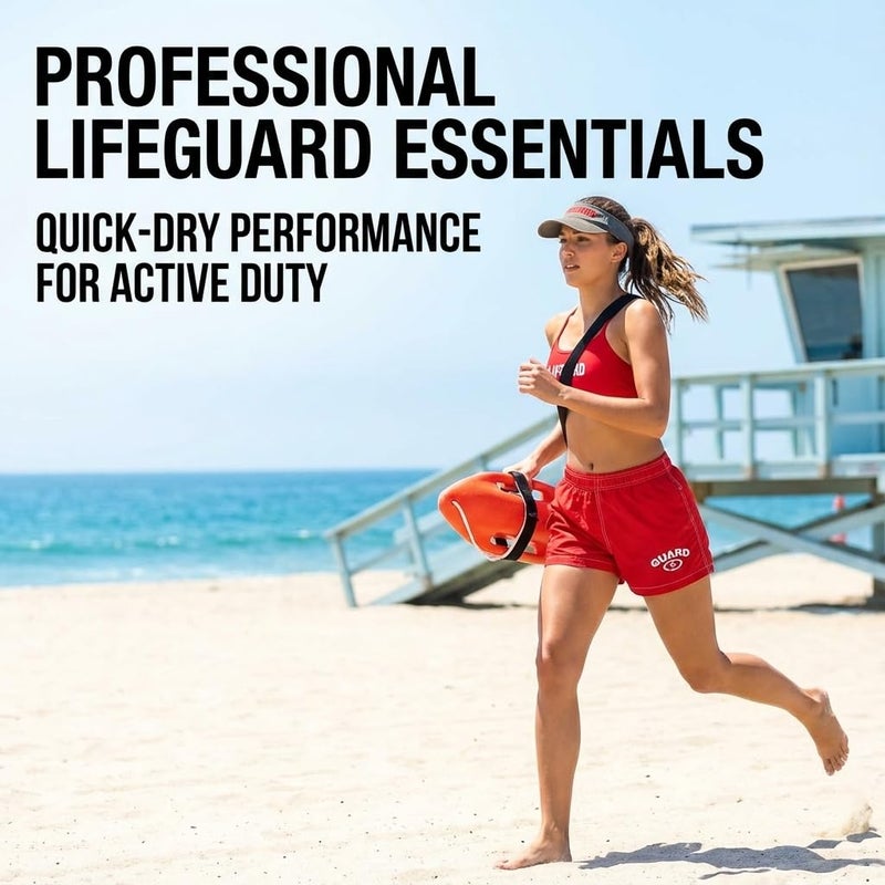 Adoretex Women's Guard Athletic Quick Dry Swim Board Shorts, 3" Inseam Lightweight Elastic Waistband Board Shorts (FGB013) - Red - Medium - Image 5